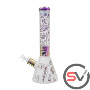 EGYPTIAN SYMBOLS FROSTED GLASS WATER PIPE 14inch